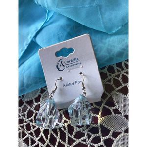 Cordelia Accessories Clear Faceted Dangle Earrings NWT Pierced Wires